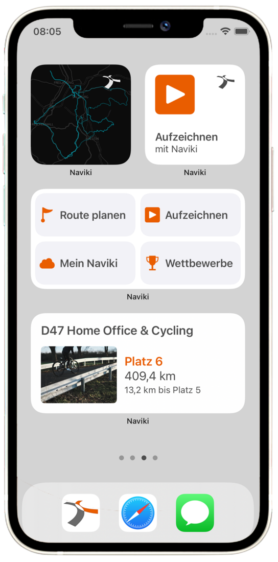 Naviki Widgets auf iOS 14 Homescreen