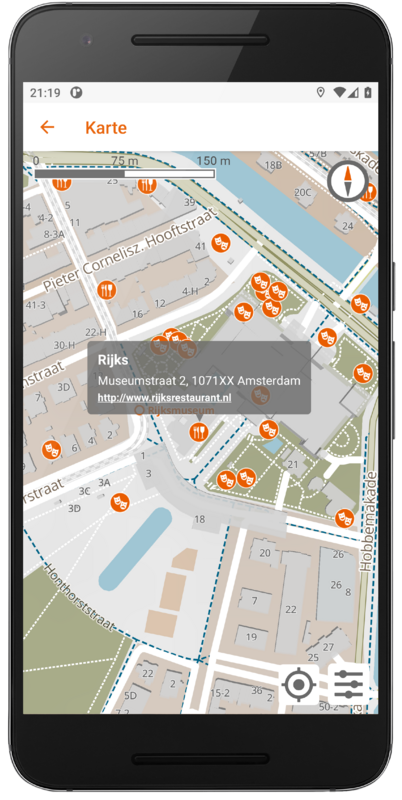 Naviki App mit Karte zeigt POI
