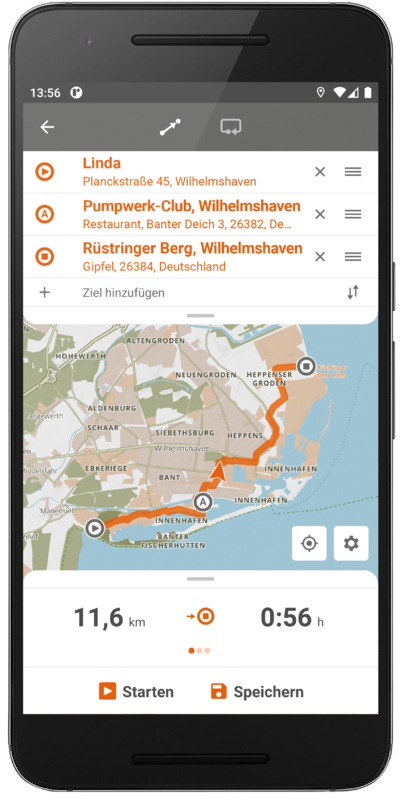 Route planen in der Naviki-App