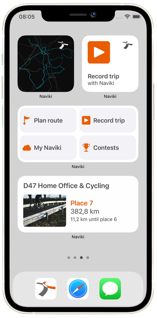 Naviki Widgets on iOS 14 homescreen